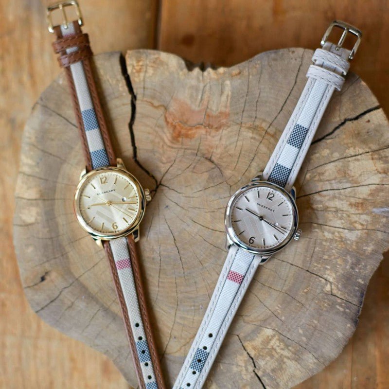 Burberry The Classic Guilloche Silver Dial Grey Leather Strap Watch for Women - BU10113 Buy Now By Burberry