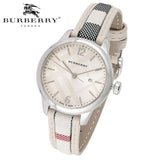 Burberry The Classic Guilloche Silver Dial Grey Leather Strap Watch for Women - BU10113 Buy Now By Burberry