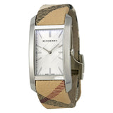 Burberry The Pioneer Silver Dial Haymarket Beige Leather Strap Watch for Women - BU9406 Buy Now By Burberry