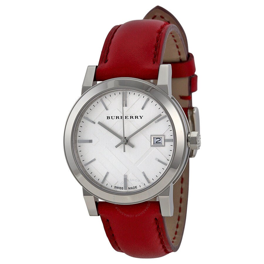 Burberry The City Silver Dial Red Leather Strap Watch for Women - BU9129 Buy Now By Burberry