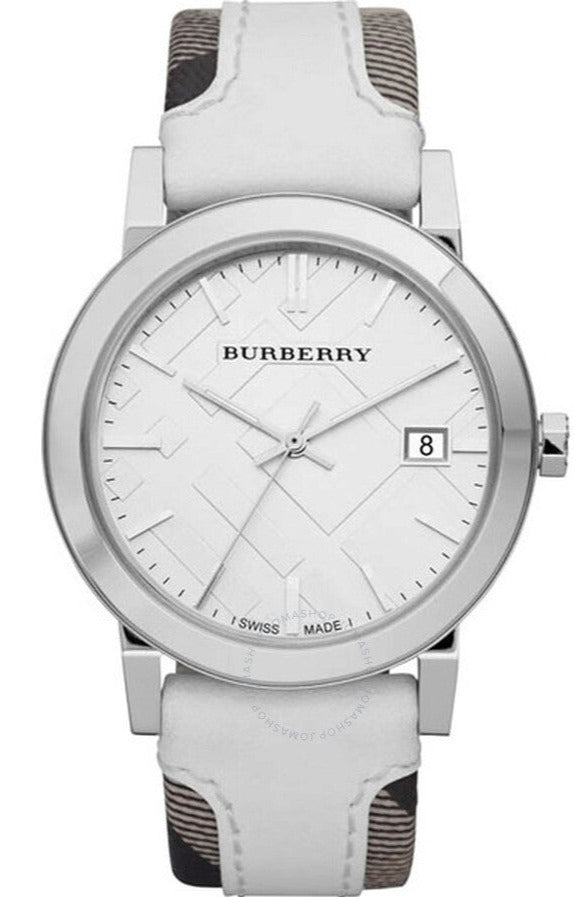 Burberry The City Silver Dial White Leather Strap Watch for Women - BU9019 Buy Now By Burberry