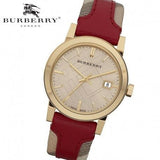 Burberry Heritage Nova Gold Dial Haymarket Red Leather Strap Watch for Women - BU9111 Buy Now By Burberry