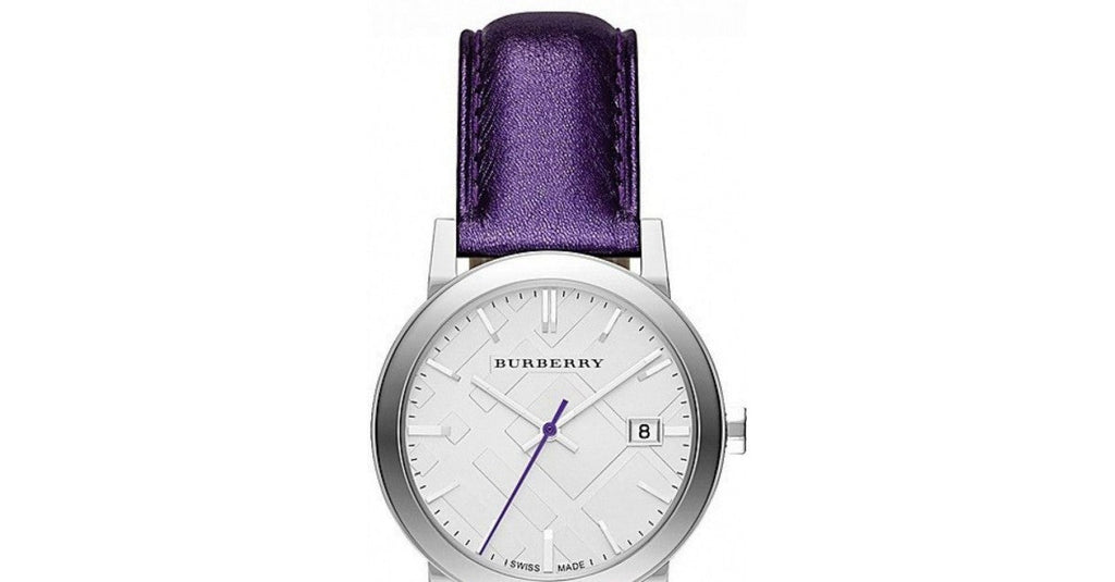 Burberry The City Silver Dial Purple Leather Strap Watch for Women - BU9122 Buy Now By Burberry