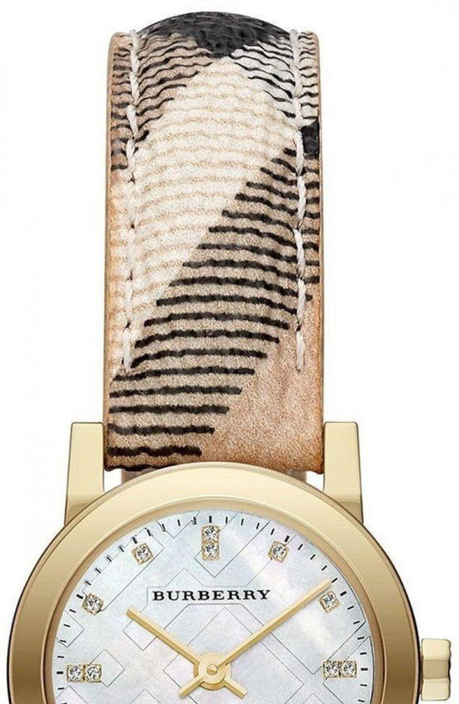 Burberry The City Diamonds Mother of Pearl Dial Brown Leather Strap Watch for Women - BU9226 Buy Now By Burberry