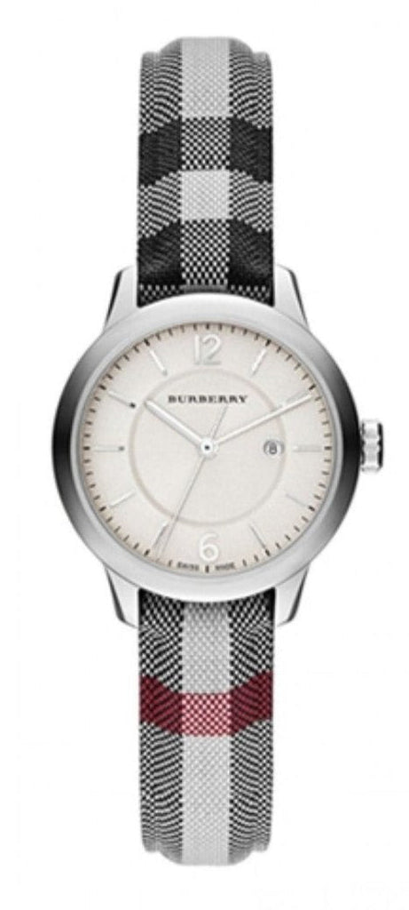 Burberry Classic Stone Silver Dial Horseberry Black Leather Strap Watch for Women - BU10103 Buy Now By Burberry