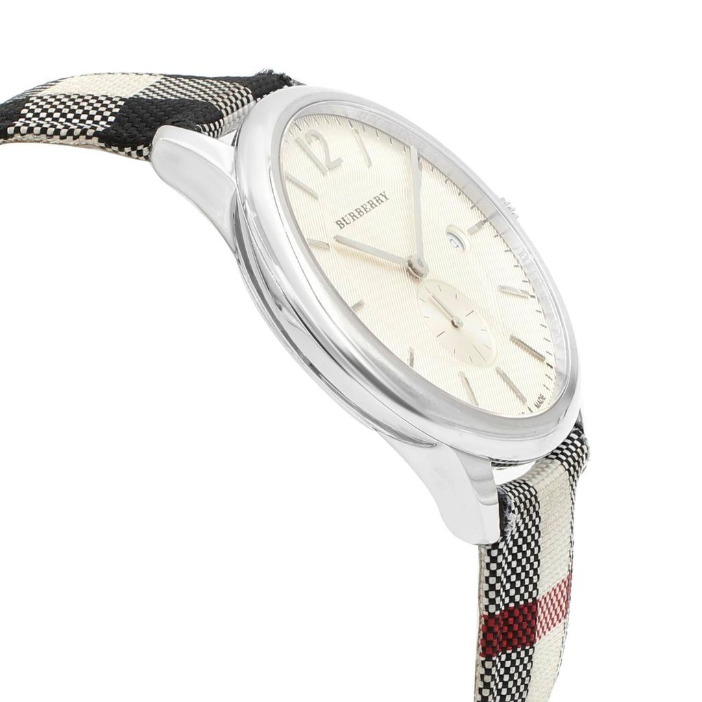 Burberry The Classic Horseferry Silver Dial Black Leather Strap Watch for Men - BU10002 Buy Now By Burberry