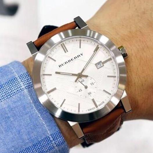 Burberry The City Silver Dial Brown Leather Strap Watch for Men - BU9904 Buy Now By Burberry