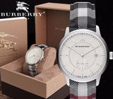 Burberry The Classic Horseferry Silver Dial Black Leather Strap Watch for Men - BU10002 Buy Now By Burberry