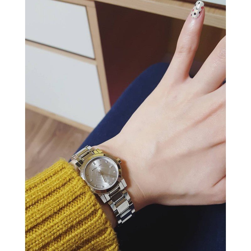 Burberry The City Silver Diamonds Dial Silver Steel Strap Watch for Women - BU9230 Buy Now By Burberry