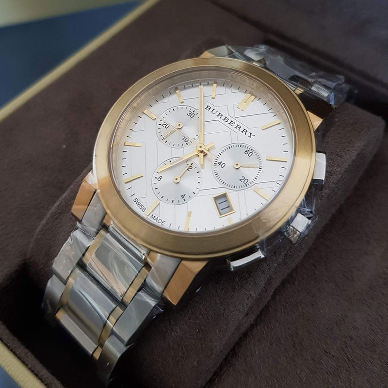 Burberry The City White Dial Two Tone Steel Strap Watch for Men - BU9751 Buy Now By Burberry