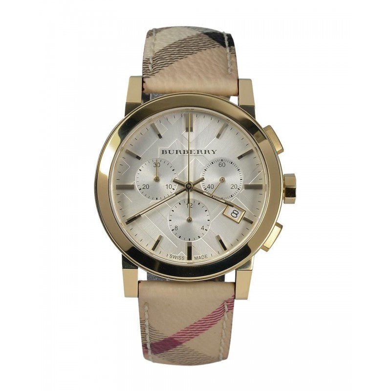 Burberry The City White Dial Haymarket Beige Leather Strap Watch for Women - BU9752 Buy Now By Burberry