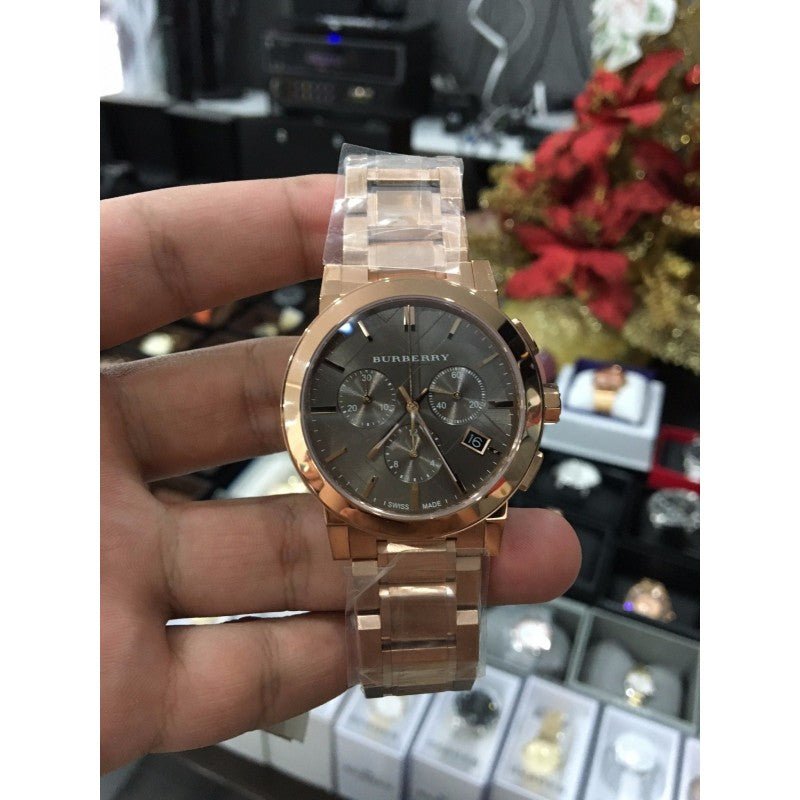 Burberry The City Grey Dial Rose Gold Steel Strap Unisex Watch - BU9754 Buy Now By Burberry