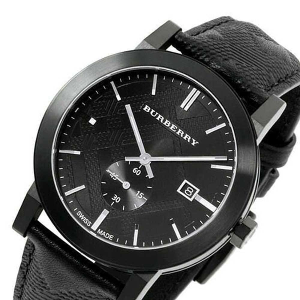 Burberry The City Black Dial Black Leather Strap Watch for Men - BU9906 Buy Now By Burberry