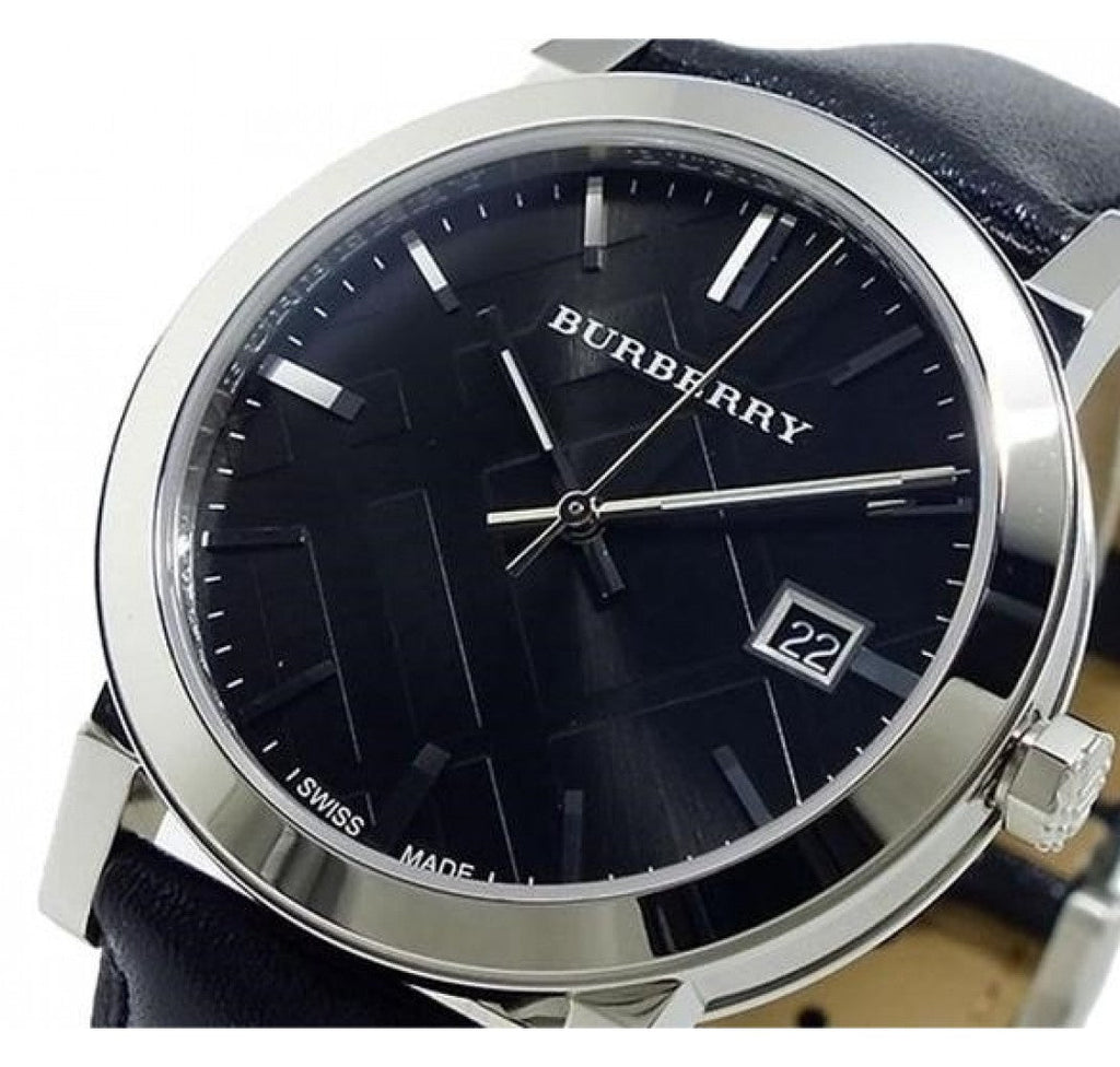 Burberry The City Black Dial Black Leather Strap Watch for Men - BU9009 Buy Now By Burberry