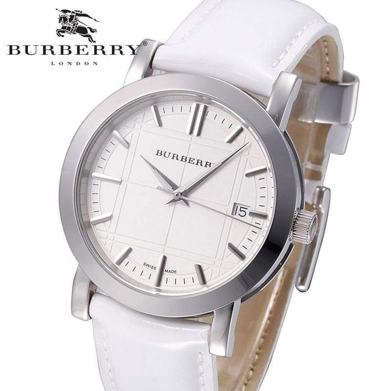 Burberry The City White Dial White Leather Strap Watch for Women - BU9128 Buy Now By Burberry