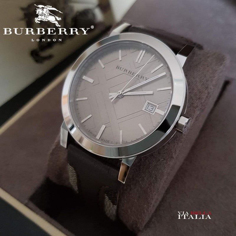 Burberry The City Grey Dial Leather Strap Watch for Men - BU9020 Buy Now By Burberry