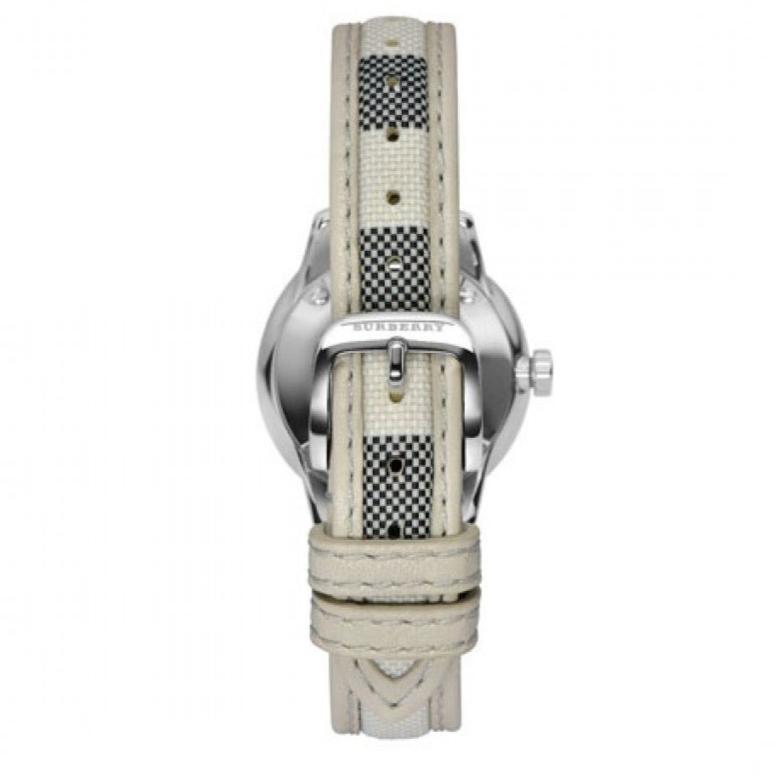 Burberry Classic Stone Silver Dial Horseberry Black Leather Strap Watch for Women - BU10103 Buy Now By Burberry