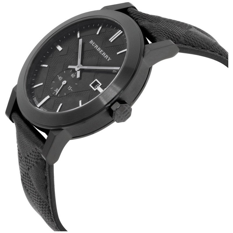 Burberry The City Black Dial Black Leather Strap Watch for Men - BU9906 Buy Now By Burberry