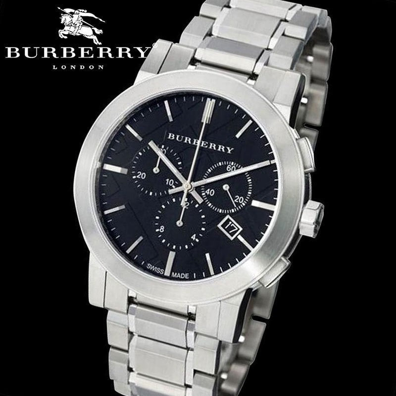 Burberry The City Black Dial Silver Steel Strap Watch for Men - BU9351 Buy Now By Burberry