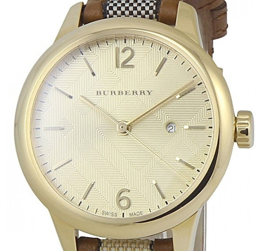 Burberry The Classic Gold Dial Brown Leather Strap Watch for Women - BU10114 Buy Now By Burberry