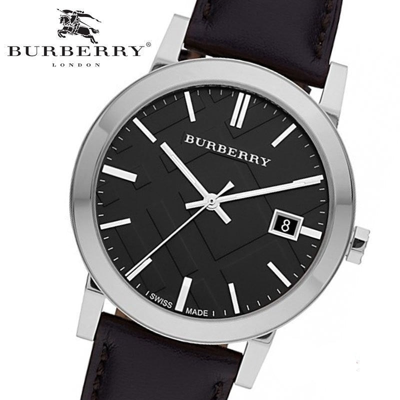 Burberry The City Black Dial Black Leather Strap Watch for Men - BU9009 Buy Now By Burberry