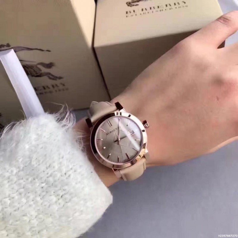 Burberry The City Beige Dial Brown Leather Strap Watch for Women - BU9014 Buy Now By Burberry
