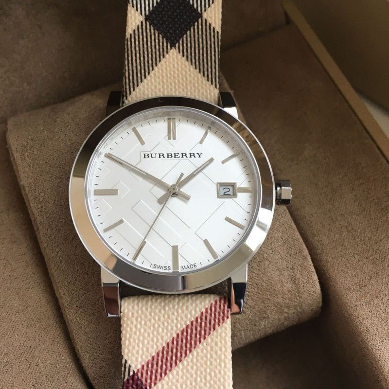 Burberry The City Nova Silver Dial White Leather Strap Watch for Women - BU9022 Buy Now By Burberry