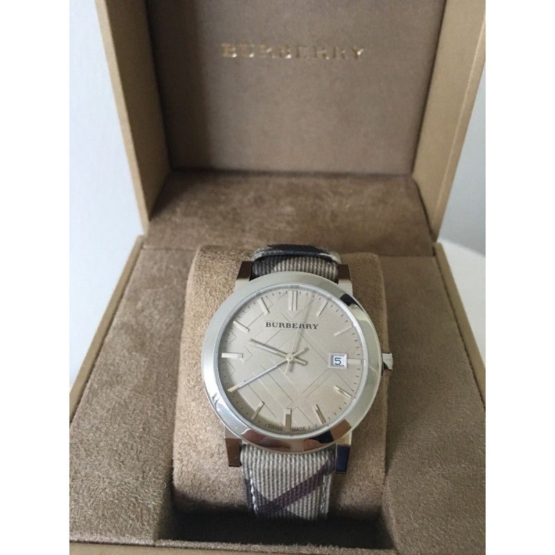 Burberry The City Beige Dial Chequered Brown Leather Strap Watch for Women - BU9029 Buy Now By Burberry