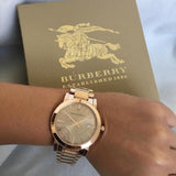 Burberry The City Rose Gold Dial Rose Gold Steel Strap Watch for Women - BU9034 Buy Now By Burberry