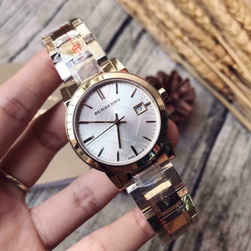 Burberry The City White Dial Gold Steel Strap Watch for Women - BU9103 Buy Now By Burberry