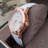 Burberry The City Diamonds White Dial White Leather Strap Watch for Women - BU9130 Buy Now By Burberry