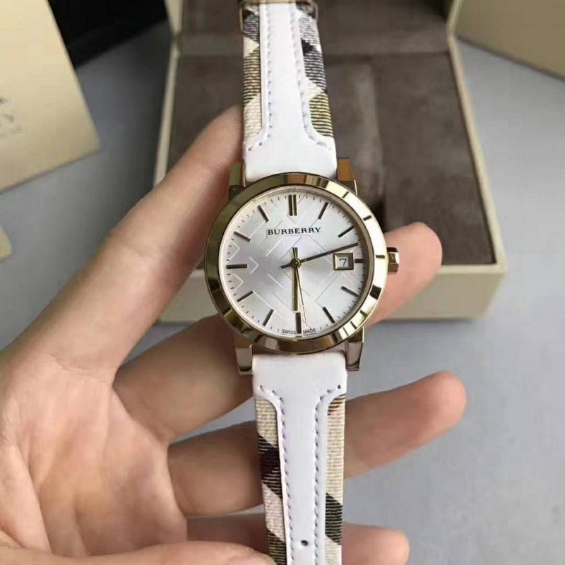 Burberry The City White Dial White Leather Strap Watch for Women - BU9110 Buy Now By Burberry