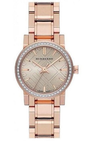 Burberry The City Diamonds Rose Dial Rose Gold Steel Strap Watch for Women - BU9225 Buy Now By Burberry