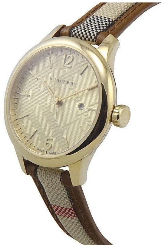 Burberry The Classic Gold Dial Brown Leather Strap Watch for Women - BU10114 Buy Now By Burberry