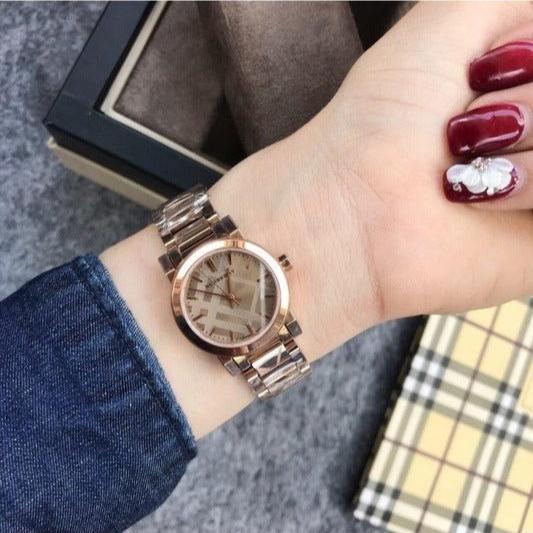Burberry The City Rose Gold Dial Rose Gold Steel Strap Watch for Women - BU9235 Buy Now By Burberry