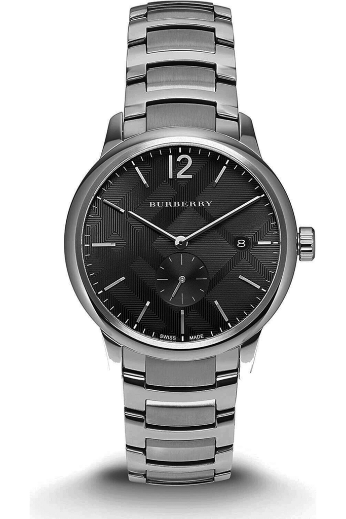 Burberry The Classic Round Black Dial Silver Steel Strap Watch for Men - BU10005 Buy Now By Burberry