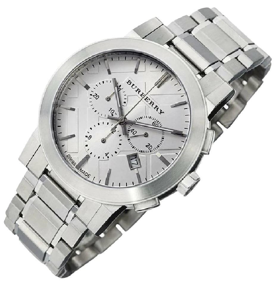 Burberry The City Chronograph Silver Dial Silver Steel Strap Watch for Men - BU9350 Buy Now By Burberry
