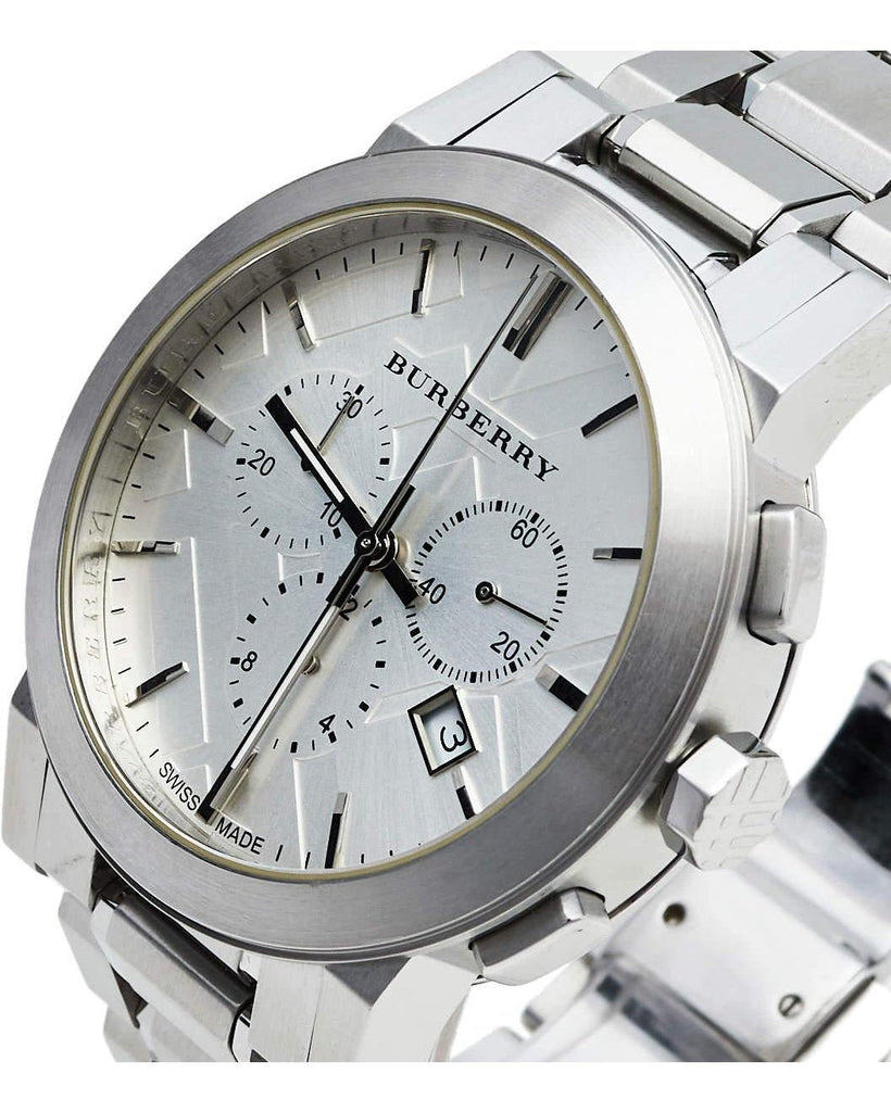 Burberry The City Chronograph Silver Dial Silver Steel Strap Watch for Men - BU9350 Buy Now By Burberry