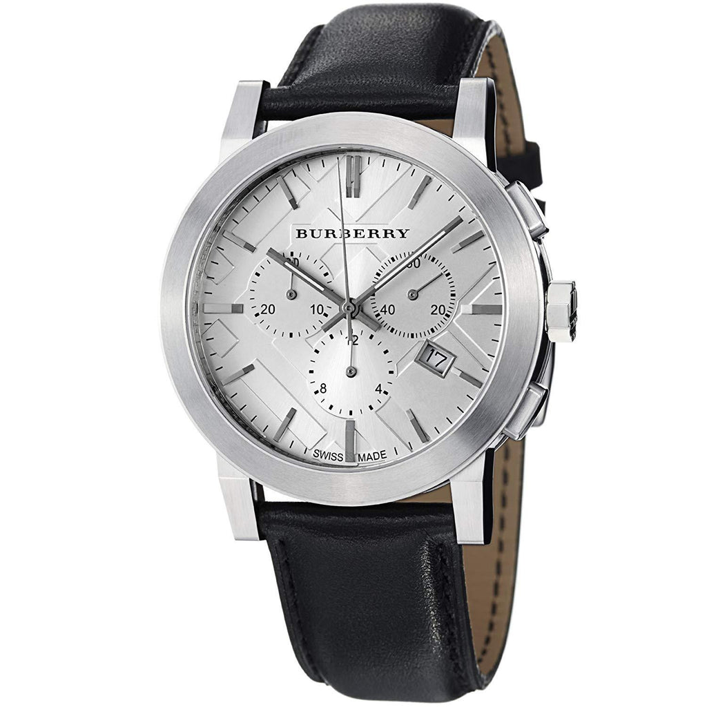 Burberry The City Chronograph White Dial Black Leather Strap Watch for Men - BU9355 Buy Now By Burberry