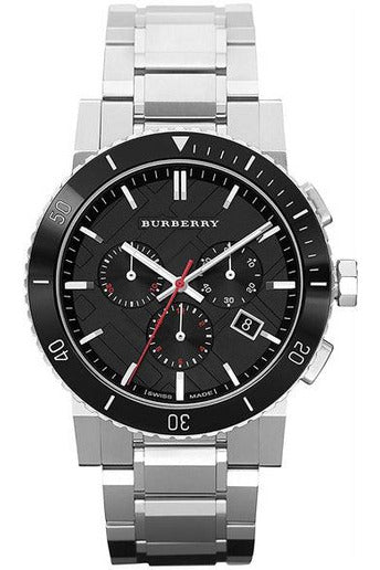 Burberry The City Black Dial Silver Steel Strap Watch for Men - BU9380 Buy Now By Burberry