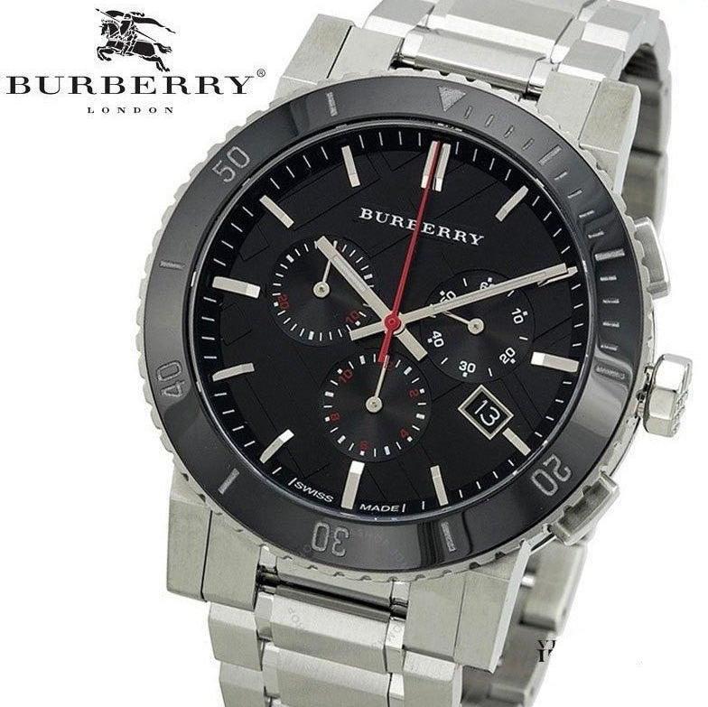 Burberry The City Black Dial Silver Steel Strap Watch for Men - BU9380 Buy Now By Burberry