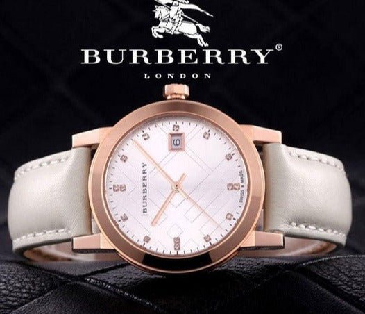 Burberry The City Diamonds White Dial White Leather Strap Watch for Women - BU9130 Buy Now By Burberry