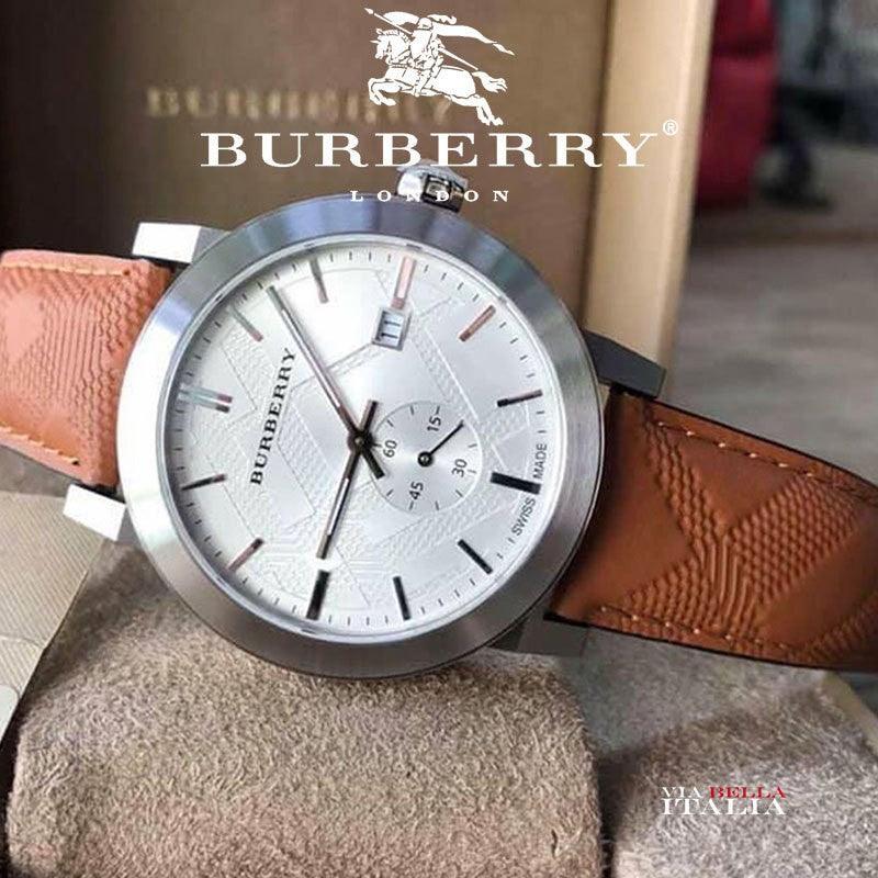 Burberry The City Silver Dial Brown Leather Strap Watch for Men - BU9904 Buy Now By Burberry