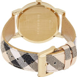 Burberry The City Gold Dial Haymarket Brown Leather Strap Watch for Women - BU9219 Buy Now By Burberry