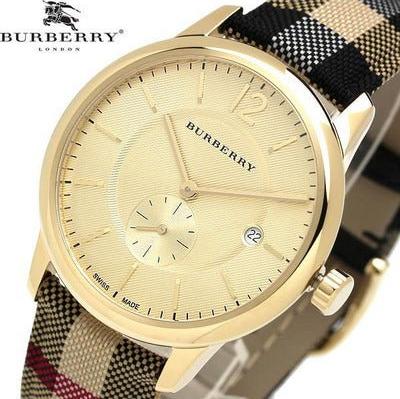 Burberry The Classic Round Gold Dial Brown Leather Strap Unisex Watch - BU10001 Buy Now By Burberry