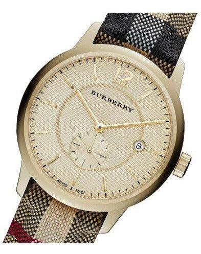 Burberry The Classic Round Gold Dial Brown Leather Strap Unisex Watch - BU10001 Buy Now By Burberry
