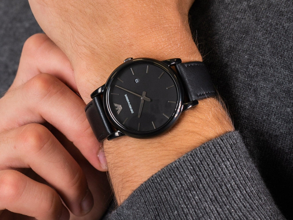 Emporio Armani Classic Black Dial Black Leather Strap Watch For Men - AR1732 Buy Now By Emporio Armani