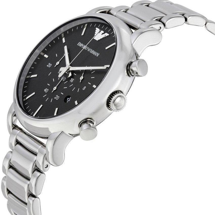 Emporio Armani Luigi Black Dial Silver Steel Strap Watch For Men - AR1894 Buy Now By Emporio Armani