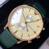 Emporio Armani Chronograph Champagne Dial Green Leather Strap Watch For Men - AR1722 Buy Now By Emporio Armani