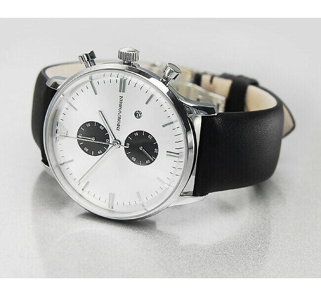 Emporio Armani Gianni White Dial Black Leather Strap Watch For Men - AR0385 Buy Now By Emporio Armani